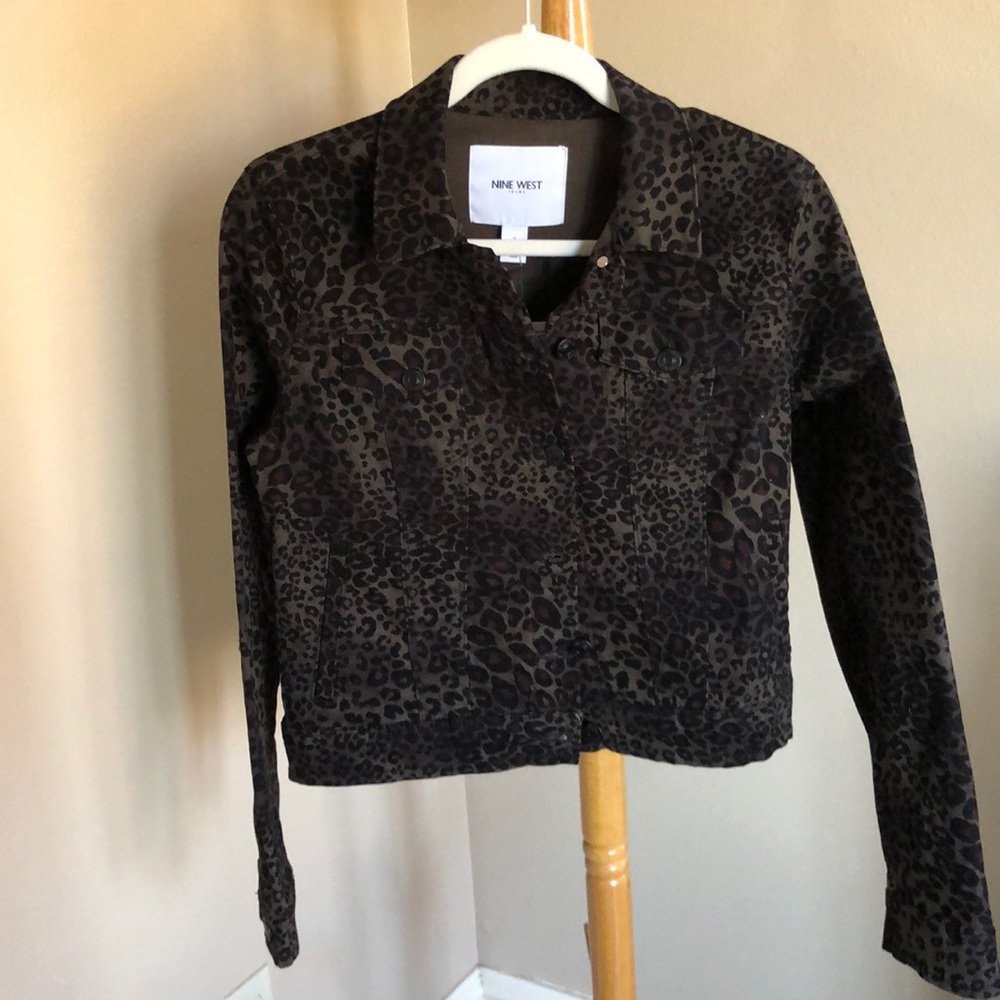 Nine West Animal Print Jean Jacket